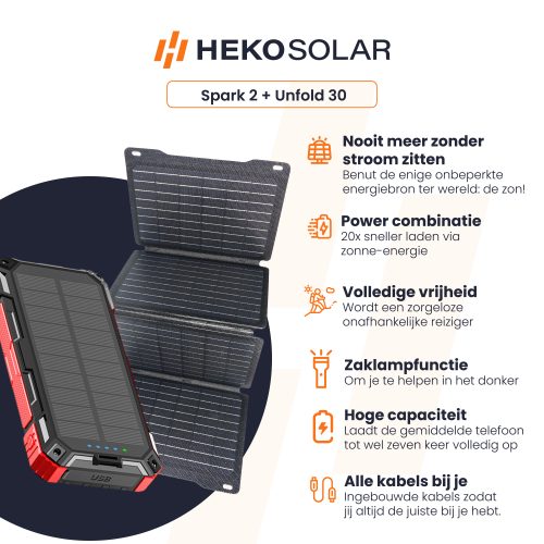 heko solar powerbank spark en unfold 30 solar charger portable solar panel 30W