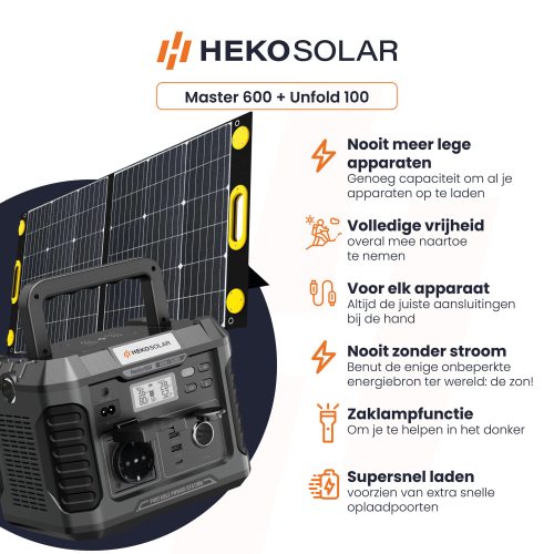 powerstation en portable solar panel master 600 en unfold 100